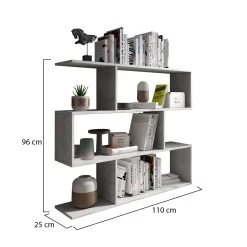 Librerie > Dmora Libreria 3 Ripiani Installazione a Terra 110x25x96h cm, Sfumatura Colore Struttura Cemento - Terzolas Grigio Cemento