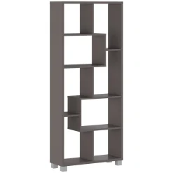 Libreria Grigio 8 Ripiani Installazione a Terra 68x25x161h cm, Struttura Aperta - Veniano
