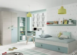 Libreria in legno verde acqua 52x180h cm - Artico
