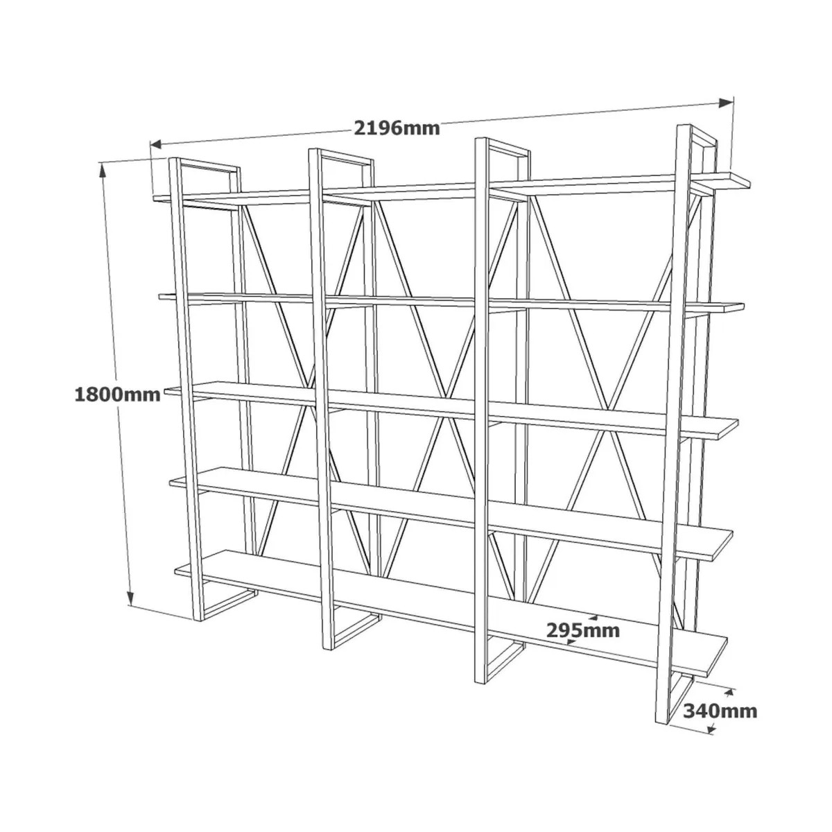 Librerie|Ufficio > Dmora Libreria larga quercia 219x180h cm - Altano Marrone Quercia