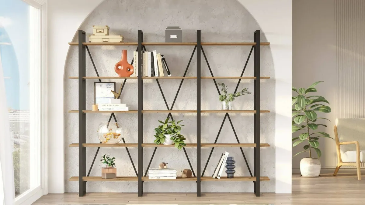 Librerie|Ufficio > Dmora Libreria larga quercia 219x180h cm - Altano Marrone Quercia