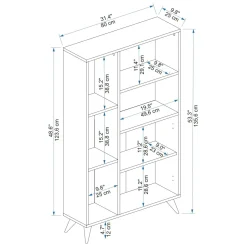 Libreria Marrone Noce Nero Antracite 5 Ripiani 2 Ante 80x25x136h cm, Installazione Libera - Taggia