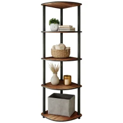 Librerie > Dmora Libreria Marrone Noce Nero 4 Ripiani Installazione Libera 34x34x139h cm, Sfumatura Colore Struttura Noce - Sessanio Nero, Marrone Noce