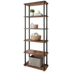 Libreria Marrone Noce Nero 4 Ripiani Installazione Libera 60x30x173h cm, Sfumatura Colore Struttura Noce - Nervina