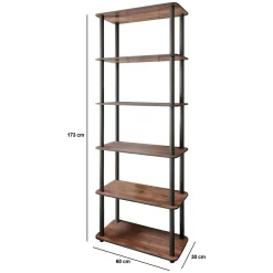 Libreria Marrone Noce Nero 4 Ripiani Installazione Libera 60x30x173h cm, Sfumatura Colore Struttura Noce - Nervina