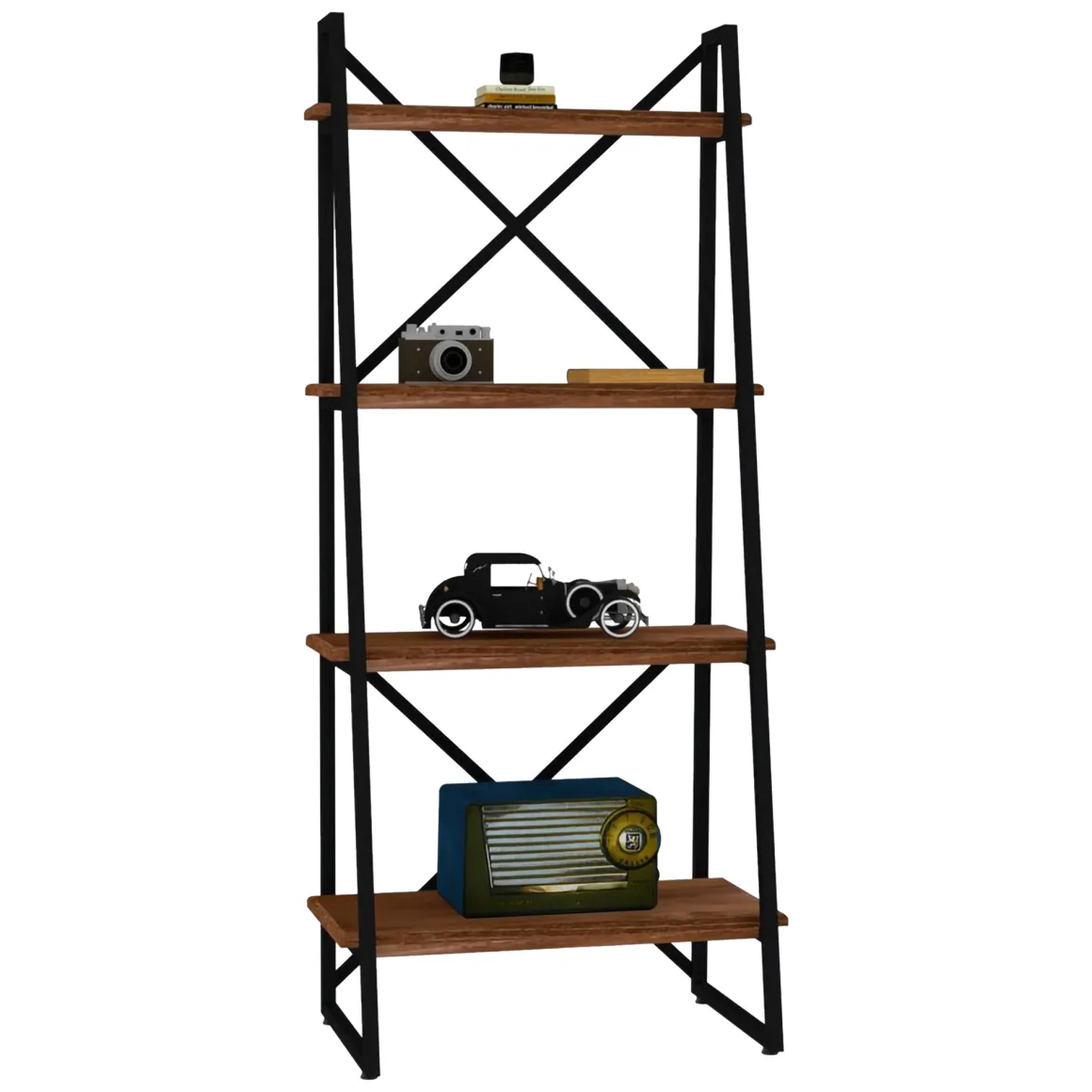 Libreria Marrone Noce Nero 4 Ripiani Installazione Libera 66x30x150h cm, Utilizzabile Come Divisorio Locale - Framura