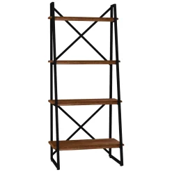 Libreria Marrone Noce Nero 4 Ripiani Installazione Libera 66x30x150h cm, Utilizzabile Come Divisorio Locale - Framura