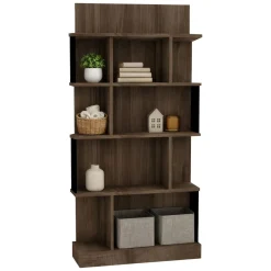 Libreria Marrone Noce Nero 4 Ripiani Installazione Libera 80x22x160h cm, Sfumatura Colore Struttura Noce - Pedara