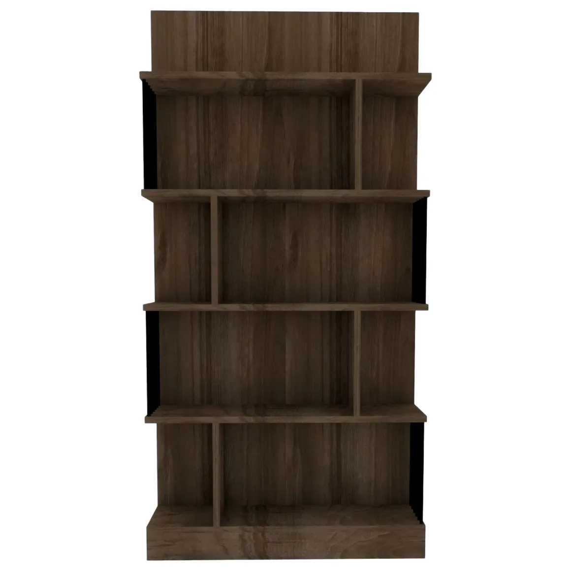 Libreria Marrone Noce Nero 4 Ripiani Installazione Libera 80x22x160h cm, Sfumatura Colore Struttura Noce - Pedara