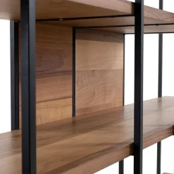 Libreria Marrone Noce Nero 5 Ripiani Installazione Libera 170x35x180h cm, Utilizzabile Come Divisorio Locale - Calogero