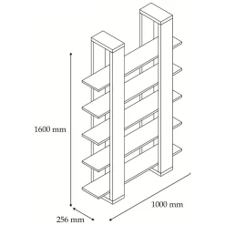 Libreria Marrone Noce 3 Ripiani Installazione Libera 120x23x120h cm, Struttura Verticale - Marenzo