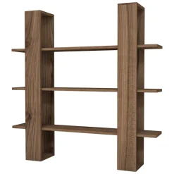 Libreria Marrone Noce 3 Ripiani Installazione Libera 120x23x120h cm, Struttura Verticale - Marenzo