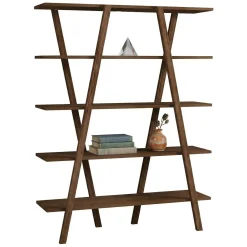 Libreria Marrone Noce 4 Ripiani Installazione Libera 115x30x144h cm, Struttura Verticale - Soragna