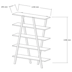 Libreria Marrone Noce 4 Ripiani Installazione Libera 115x30x144h cm, Struttura Verticale - Soragna