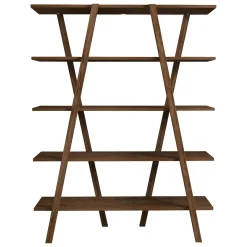 Libreria Marrone Noce 4 Ripiani Installazione Libera 115x30x144h cm, Struttura Verticale - Soragna