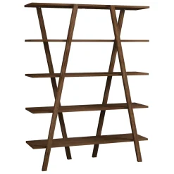 Libreria Marrone Noce 4 Ripiani Installazione Libera 115x30x144h cm, Struttura Verticale - Soragna