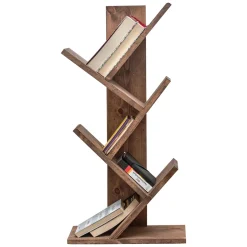 Libreria Marrone Noce 4 Ripiani Installazione Libera 35x18x90h cm, Struttura Verticale - Pedar