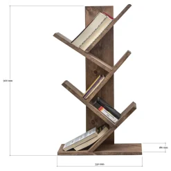 Libreria Marrone Noce 4 Ripiani Installazione Libera 35x18x90h cm, Struttura Verticale - Pedar