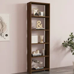 Librerie > Dmora Libreria 5 Ripiani Utilizzabile Come Divisorio Locale 154.8x34x180h cm, Struttura Bifacciale - Colli Marrone Noce