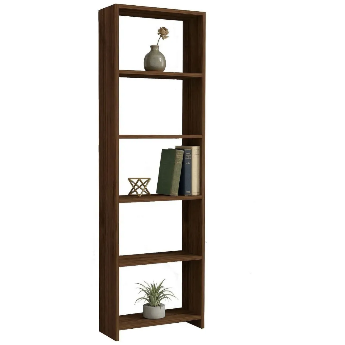 Librerie > Dmora Libreria 5 Ripiani Utilizzabile Come Divisorio Locale 154.8x34x180h cm, Struttura Bifacciale - Colli Marrone Noce