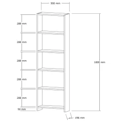 Librerie > Dmora Libreria 5 Ripiani Utilizzabile Come Divisorio Locale 154.8x34x180h cm, Struttura Bifacciale - Colli Marrone Noce