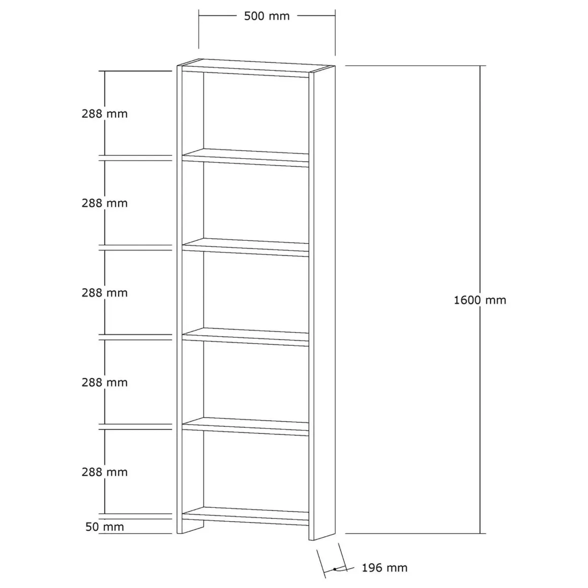 Librerie > Dmora Libreria 5 Ripiani Utilizzabile Come Divisorio Locale 154.8x34x180h cm, Struttura Bifacciale - Colli Marrone Noce