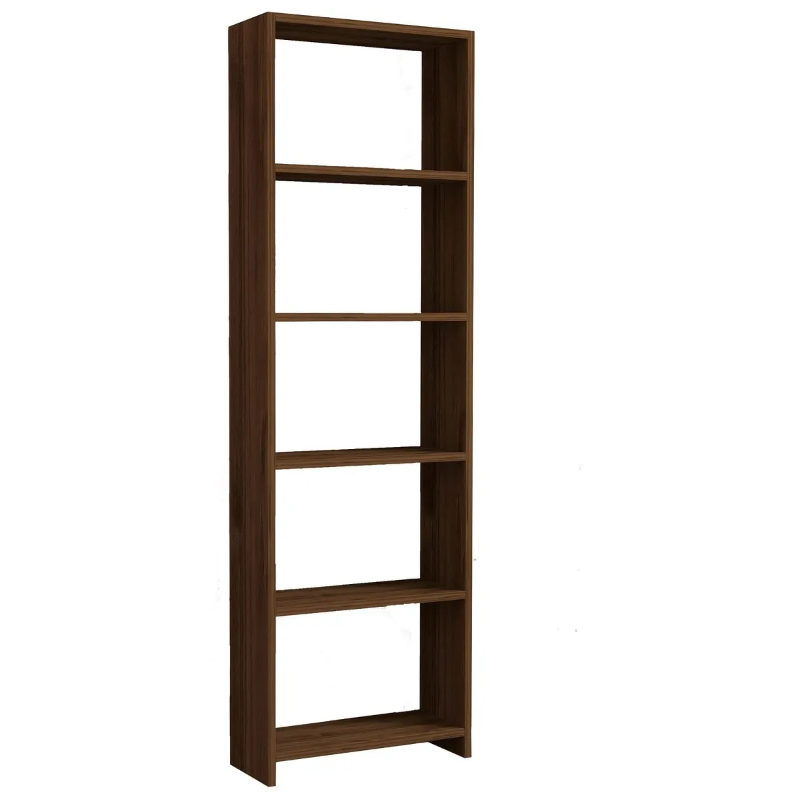 Libreria Marrone Noce 5 Ripiani Installazione Libera 50x20x160h cm, Struttura Verticale - Burcei