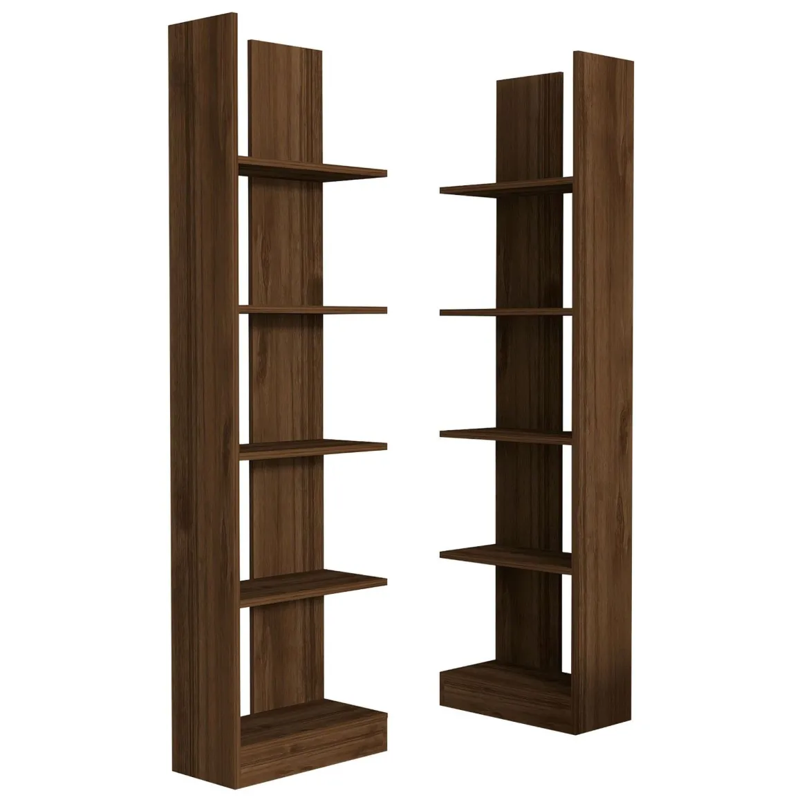 Libreria Marrone Noce 8 Ripiani Installazione Libera 100x26x187h cm, Struttura Verticale - Noasca