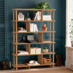 Libreria Marrone Quercia 5 Ripiani Installazione a Terra 120x28x168.5h cm, Sfumatura Colore Struttura Quercia - Amatrice