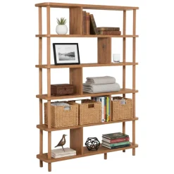 Libreria Marrone Quercia 5 Ripiani Installazione a Terra 120x28x168.5h cm, Sfumatura Colore Struttura Quercia - Amatrice