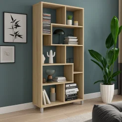 Librerie > Dmora Libreria Marrone Rovere Cassetti 8 Ripiani 68x25x161h cm, - Veniano Rovere, Marrone