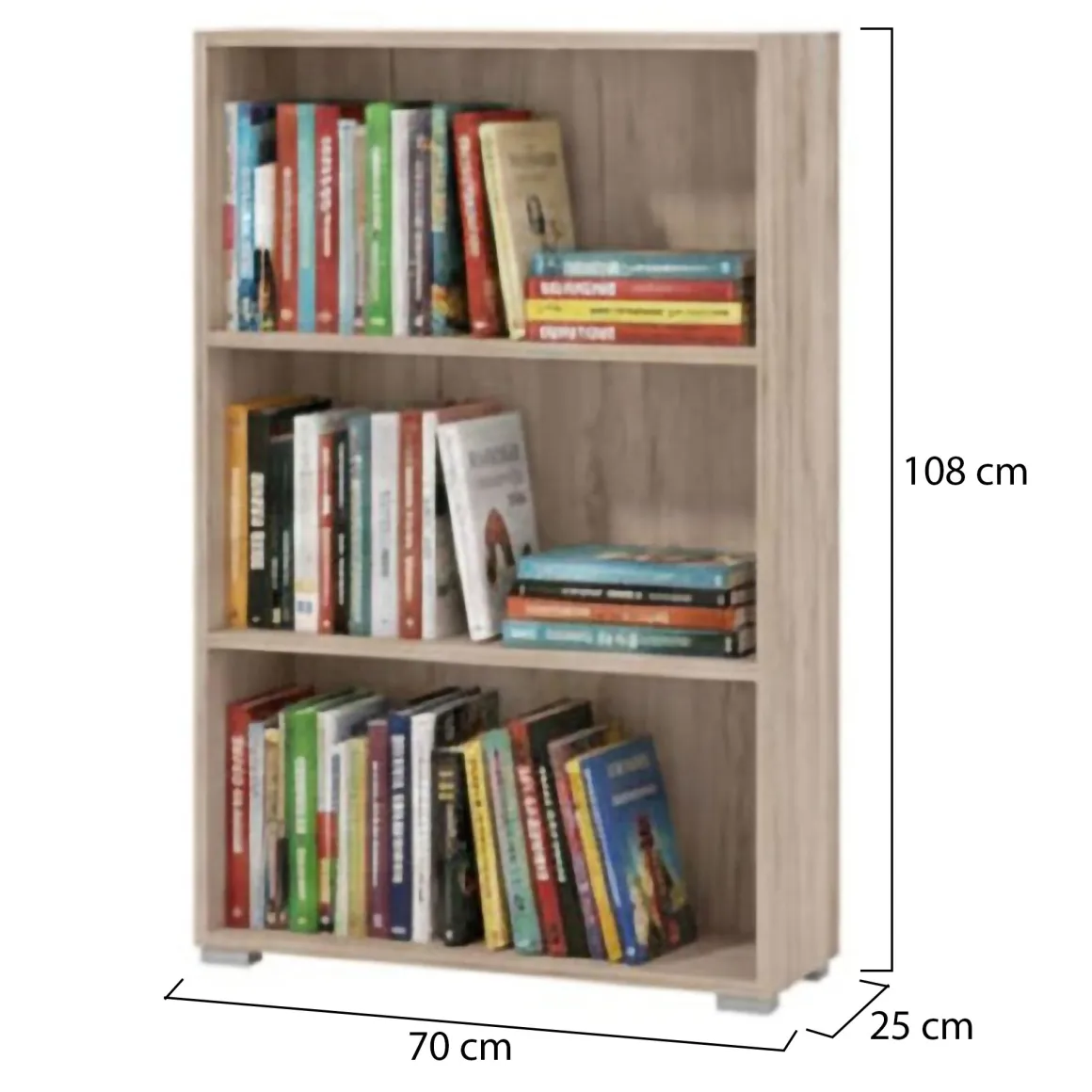 Librerie > Dmora Libreria 3 Ripiani Installazione a Terra 70x24.5x142h cm, Sfumatura Colore Struttura Rovere Grigio - Prisco Marrone Rovere grigio
