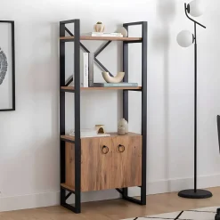 Librerie > Dmora Libreria Marrone Rovere Nero 4 Ripiani Installazione Libera 30x156x60h cm, Utilizzabile Come Divisorio Locale - Pocenia Nero, Marrone Rovere