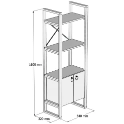 Librerie > Dmora Libreria Marrone Rovere Nero 4 Ripiani Installazione Libera 30x156x60h cm, Utilizzabile Come Divisorio Locale - Pocenia Nero, Marrone Rovere