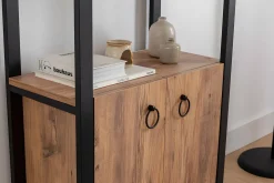 Librerie > Dmora Libreria Marrone Rovere Nero 4 Ripiani Installazione Libera 30x156x60h cm, Utilizzabile Come Divisorio Locale - Pocenia Nero, Marrone Rovere