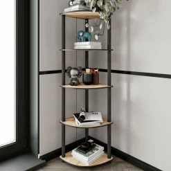 Librerie > Dmora Libreria Marrone Rovere Nero 4 Ripiani Installazione Libera 60x30x173h cm, Sfumatura Colore Struttura Rovere - Nervina Nero, Marrone Rovere