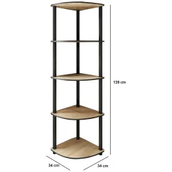 Librerie > Dmora Libreria Marrone Rovere Nero 4 Ripiani Installazione Libera 60x30x173h cm, Sfumatura Colore Struttura Rovere - Nervina Nero, Marrone Rovere