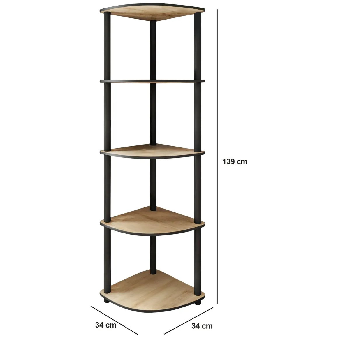 Librerie > Dmora Libreria Marrone Rovere Nero 4 Ripiani Installazione Libera 60x30x173h cm, Sfumatura Colore Struttura Rovere - Nervina Nero, Marrone Rovere
