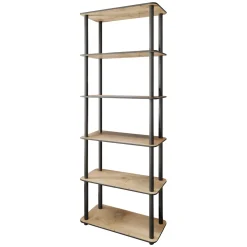 Librerie > Dmora Libreria Marrone Rovere Nero 4 Ripiani Installazione Libera 60x30x173h cm, Sfumatura Colore Struttura Rovere - Nervina Nero, Marrone Rovere