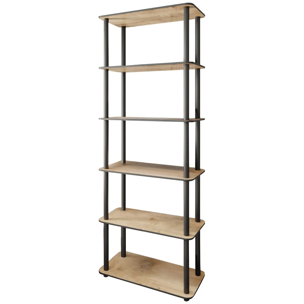 Librerie > Dmora Libreria Marrone Rovere Nero 4 Ripiani Installazione Libera 60x30x173h cm, Sfumatura Colore Struttura Rovere - Nervina Nero, Marrone Rovere