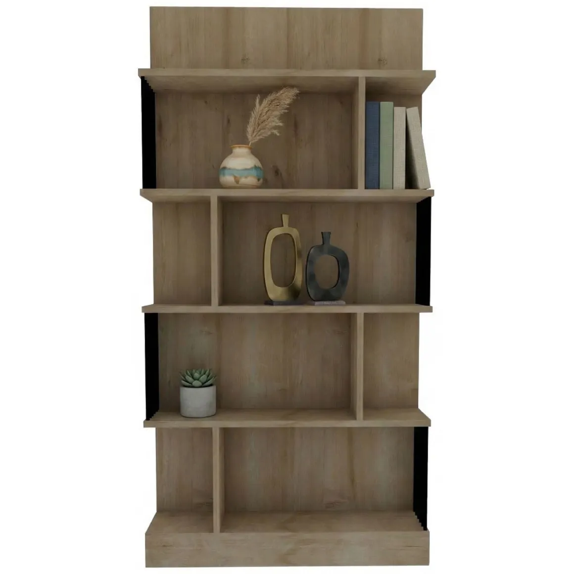 Librerie > Dmora Libreria Marrone Rovere Nero 4 Ripiani Installazione Libera 85x35x180h cm, Utilizzabile Come Divisorio Locale - Luras Nero, Marrone Rovere