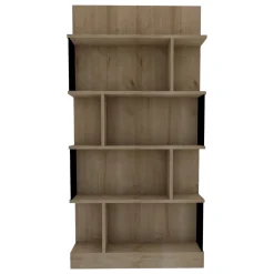 Librerie > Dmora Libreria Marrone Rovere Nero 4 Ripiani Installazione Libera 85x35x180h cm, Utilizzabile Come Divisorio Locale - Luras Nero, Marrone Rovere