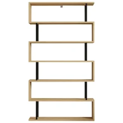 Libreria Marrone Rovere Nero 5 Ripiani Installazione Libera 90x22x163h cm, Sfumatura Colore Struttura Rovere - Stio