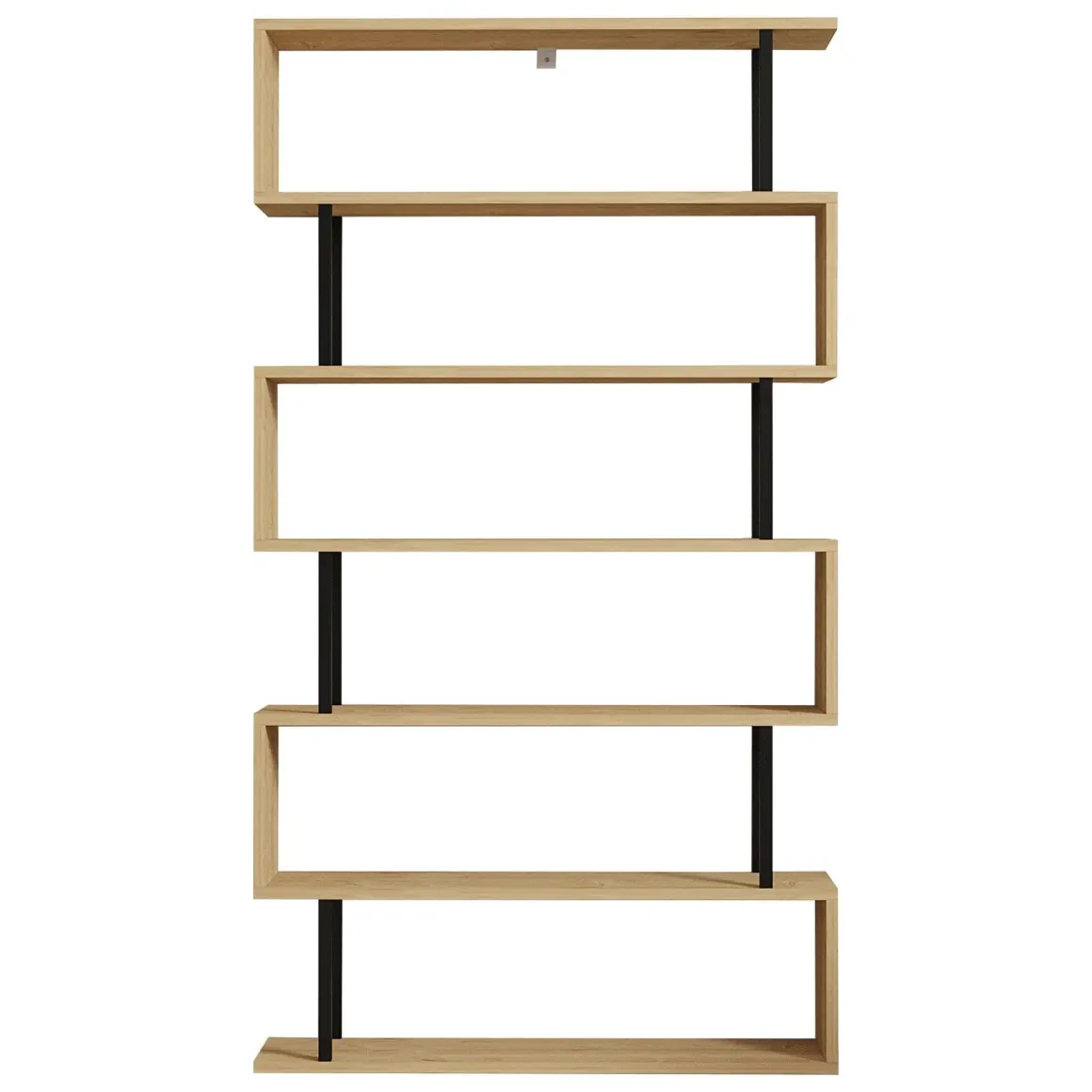 Libreria Marrone Rovere Nero 5 Ripiani Installazione Libera 90x22x163h cm, Sfumatura Colore Struttura Rovere - Stio