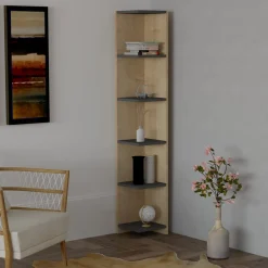 Librerie > Dmora Libreria Marrone Rovere Nero Antracite 8 Ripiani Installazione Libera 90x25x172h cm, Sfumatura Colore Struttura Rovere - Cergnago Nero Antracite, Marrone Rovere