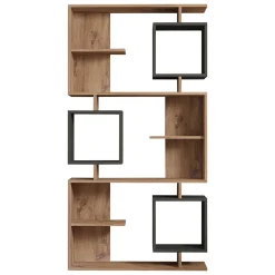 Librerie > Dmora Libreria Marrone Rovere Nero Antracite 8 Ripiani Installazione Libera 90x25x172h cm, Sfumatura Colore Struttura Rovere - Cergnago Nero Antracite, Marrone Rovere