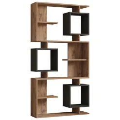 Librerie > Dmora Libreria Marrone Rovere Nero Antracite 8 Ripiani Installazione Libera 90x25x172h cm, Sfumatura Colore Struttura Rovere - Cergnago Nero Antracite, Marrone Rovere