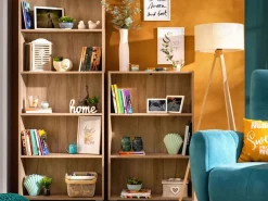 Librerie > Dmora Libreria 3 Ripiani Installazione a Terra 70x24.5x142h cm, Sfumatura Colore Struttura Rovere Nodi - Prisco Marrone Rovere Nodi