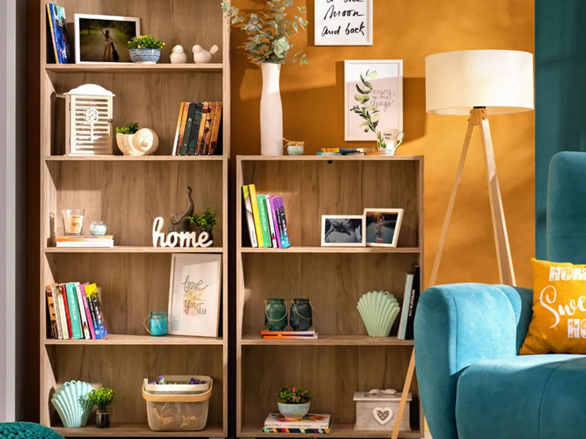 Librerie > Dmora Libreria 3 Ripiani Installazione a Terra 70x24.5x142h cm, Sfumatura Colore Struttura Rovere Nodi - Prisco Marrone Rovere Nodi