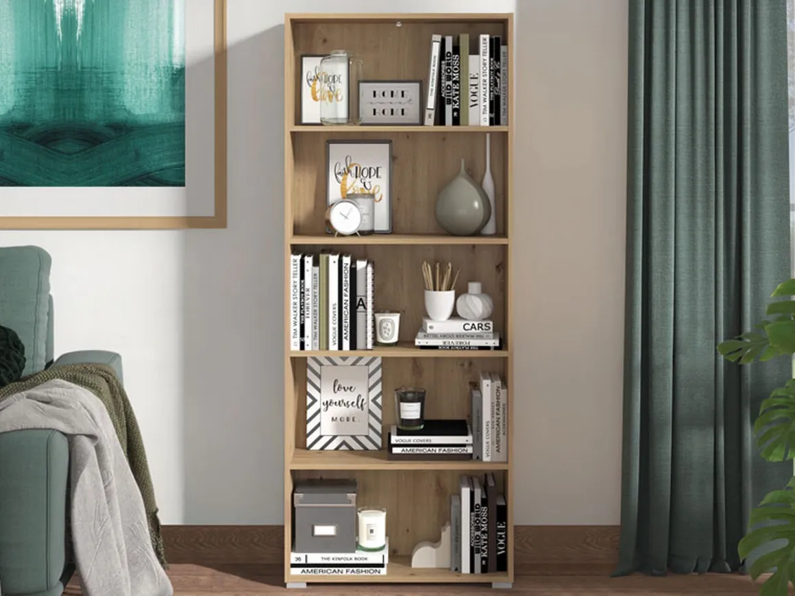 Libreria Marrone Rovere Nodi 4 Ripiani Installazione a Terra 70x24.5x176.5h cm, Sfumatura Colore Struttura Rovere Nodi - Urgnano